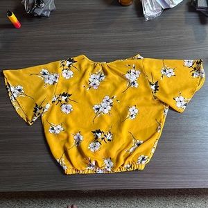 Golden rod shirt with flowers
